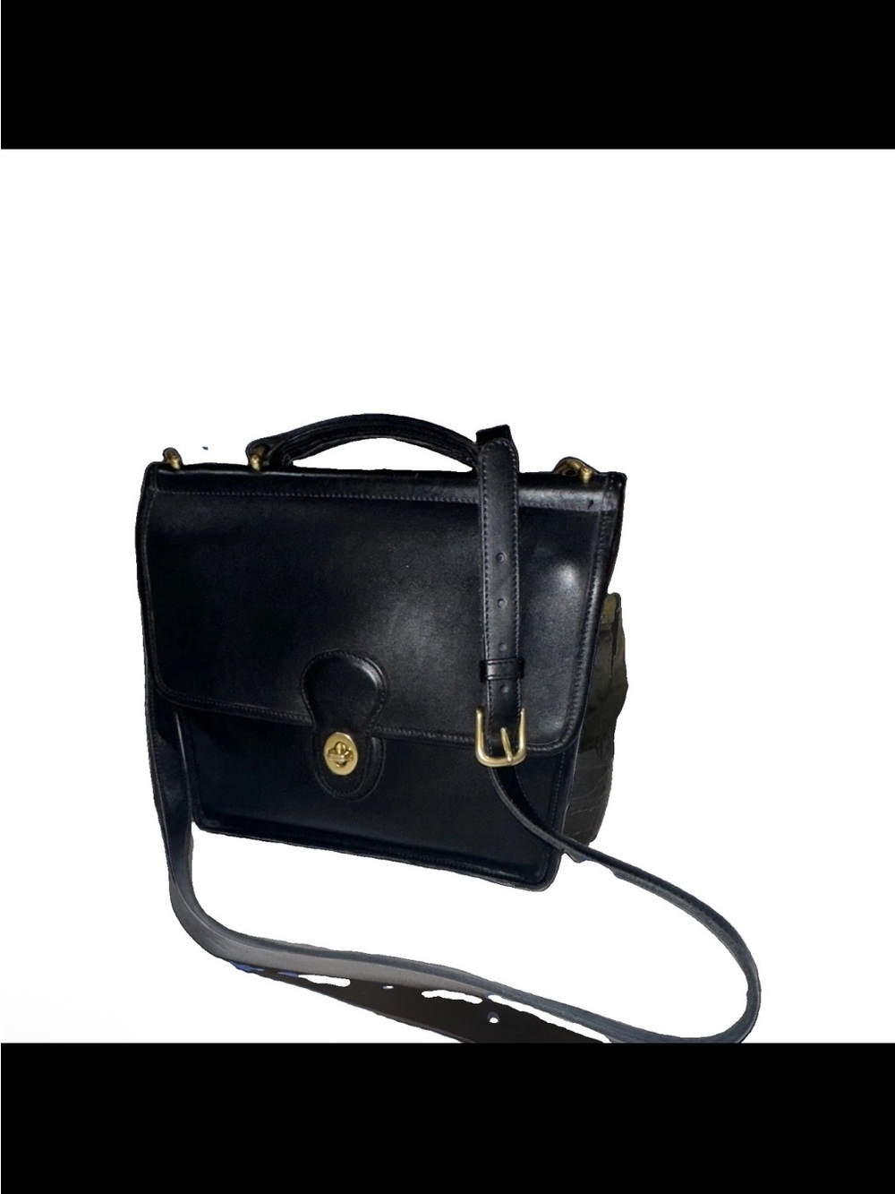 Coach Black Top Handle Satchel Crossbody Turn Lock Detachable Strap Gold Willis